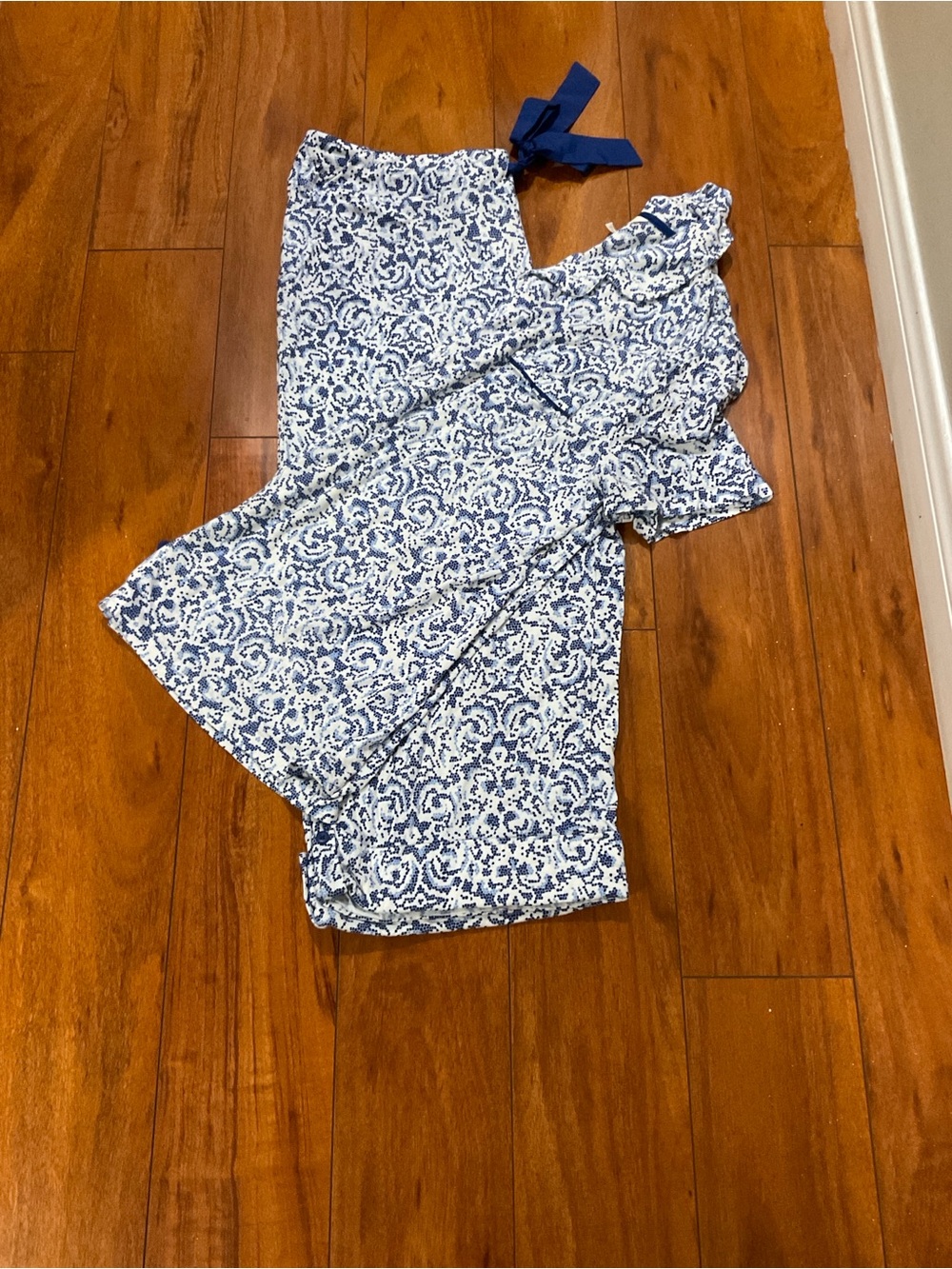 Blue Floral Wide-Leg Pajamas